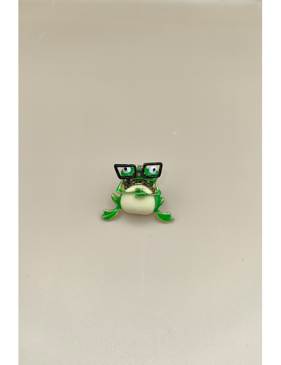 Gözlüklü Kurbağa Broş - Esprili ve Özel Tasarım Aksesuar | Craft and Boutique
