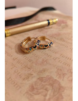 Renkli Mine İşlemeli Gold Halka Küpe - El Yapımı Tasarım | Craft and Boutique