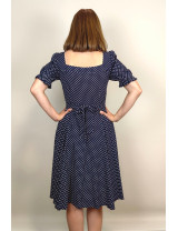 Siyah Puantiye Bağlamalı Yaka Midi Dikim Elbise | Retro Stil, Kloş Etek