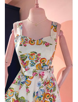 Çiçekli El Yapımı Retro Midi Elbise | Craft and Boutique