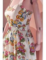 Çiçekli El Yapımı Retro Midi Elbise | Craft and Boutique