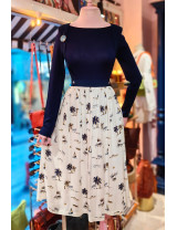 Palmiye ve Yelkenli Desenli Askılı Tasarım Etek