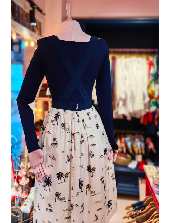 Palmiye Desenli Askılı Kloş Tasarım Etek | Craft and Boutique