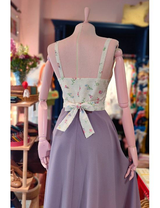 Çiçekli Fisto ve Lavanta Midi Elbise | Craft and Boutique