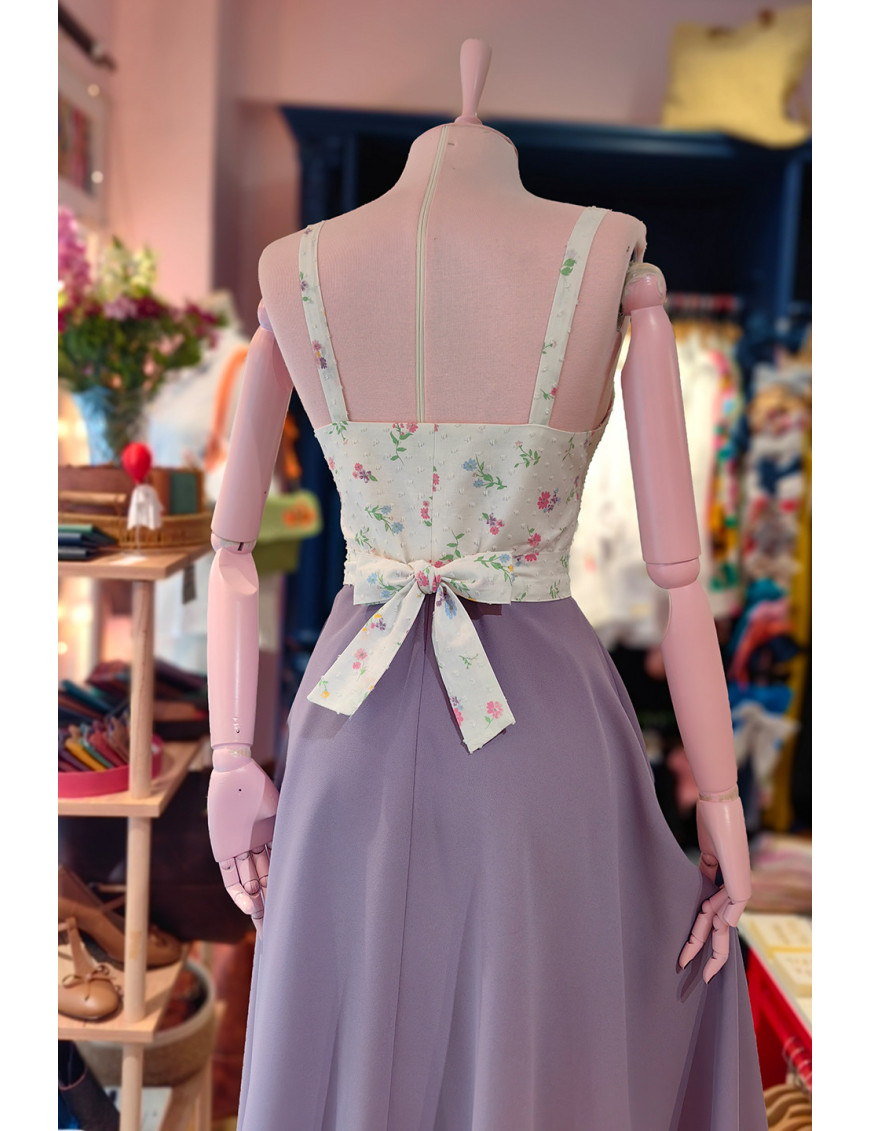 Çiçekli Fisto ve Lavanta Midi Elbise | Craft and Boutique