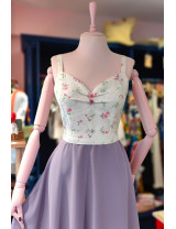 Çiçekli Fisto ve Lavanta Midi Elbise | Craft and Boutique