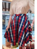 Retro Ekose Desenli Yüksek Bel Kloş Mini Tasarım Etek - Craft and Boutique