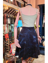 Gece Mavisi Desenli Kloş Etek | Sanatsal Tasarım