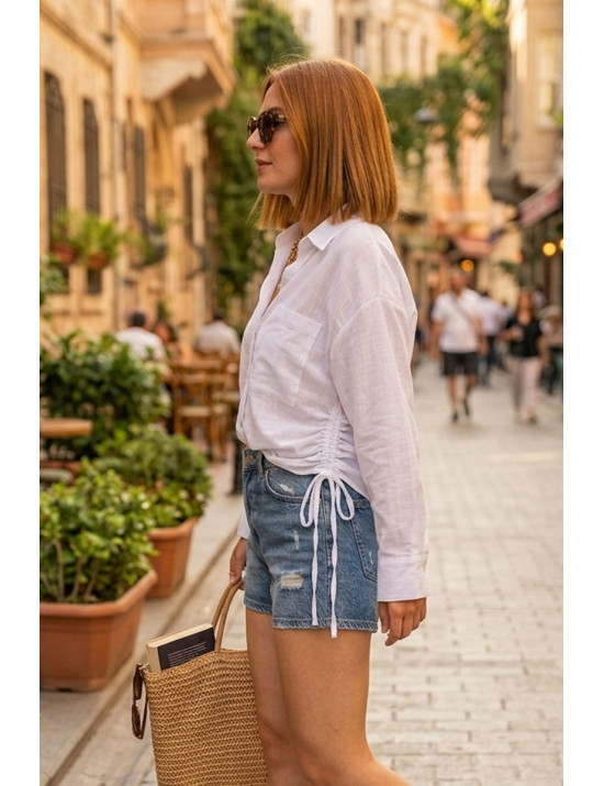 Premium Kadın Keten Gömlek - %100 Doğal ve Rahat Kesim