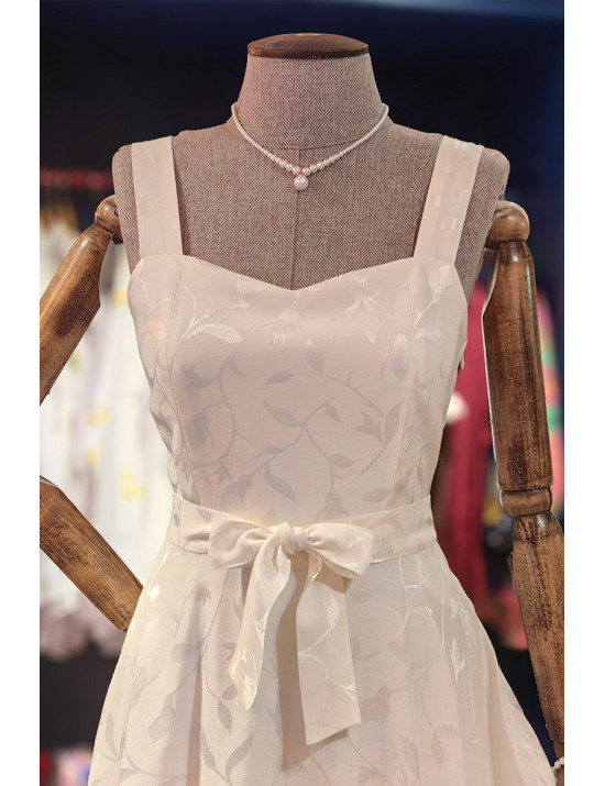 Romantik Beyaz Jakarlı Midi Boy Tasarım Elbise |Craft and Boutique Handmade