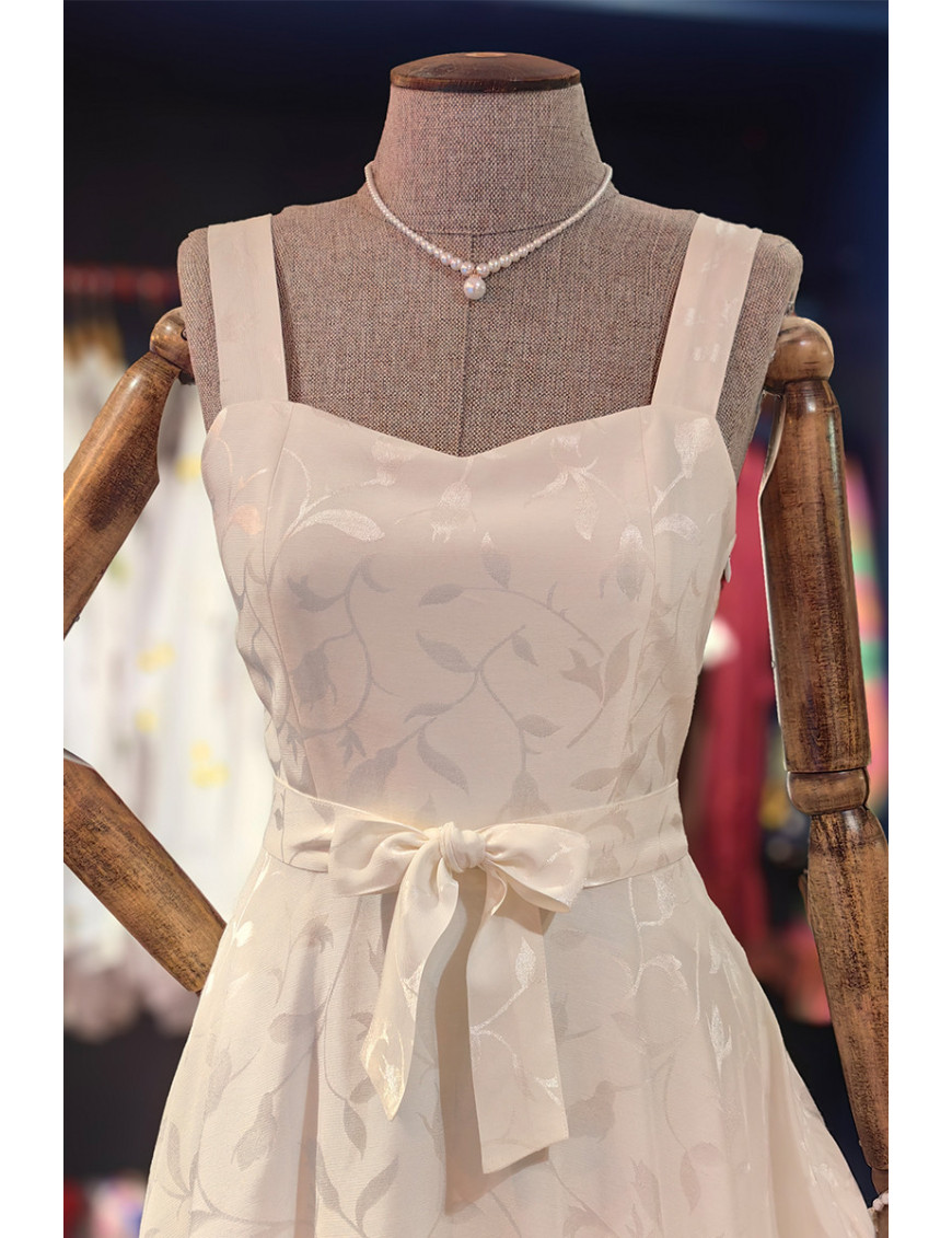 Romantik Beyaz Jakarlı Midi Boy Tasarım Elbise |Craft and Boutique Handmade