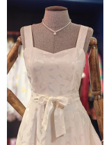Romantik Beyaz Jakarlı Midi Boy Tasarım Elbise |Craft and Boutique Handmade