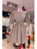 Vatka Detaylı Çıtır Çiçekli Poplin Elbise - Craft and Boutique Handmade