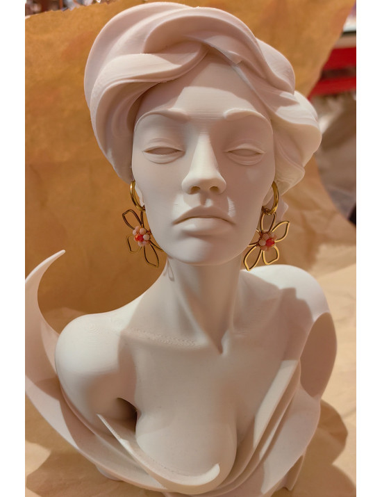 Altın Sarısı Çiçekli Halka Küpe - Özel Tasarım |Craft and Boutique Handmade