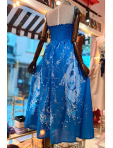 Mavi İpli Detaylı Desenli Askılı Elbise | Şık Yazlık Elbise Modelleri - Craft and Boutique Handmade