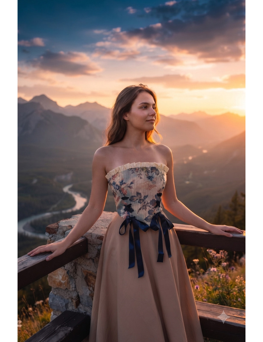 Floral Elegance: Çiçek Desenli Korse/Bluz