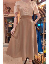 Vintage Yüksek Bel Bej Midi Etek | Retro Şıklık ve Modern Kesim - Craft and Boutique Handmade