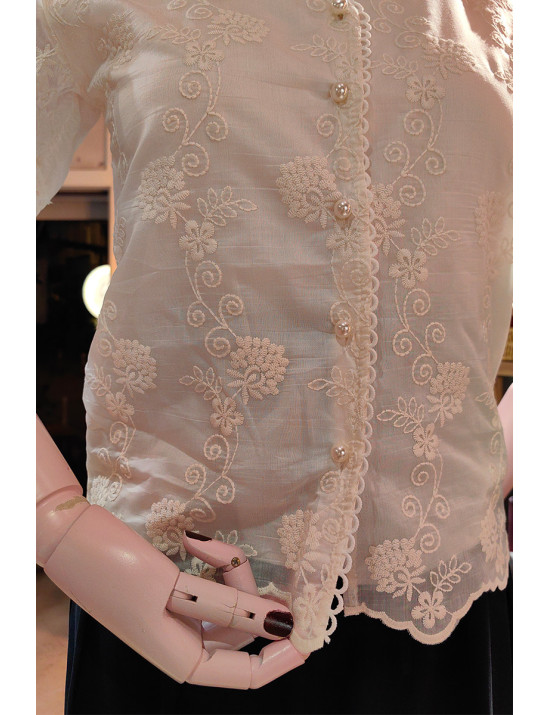 İnci Düğmeli Çiçek İşlemeli Krem Bluz Modelleri ve Fiyatları - Craft and Boutique Handmade