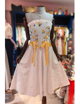 Mavi Çizgili Sarı Çiçekli Şık Kurdeleli Korset Modelleri - Craft and Boutique Handmade
