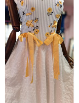 Mavi Çizgili Sarı Çiçekli Şık Kurdeleli Korset Modelleri - Craft and Boutique Handmade