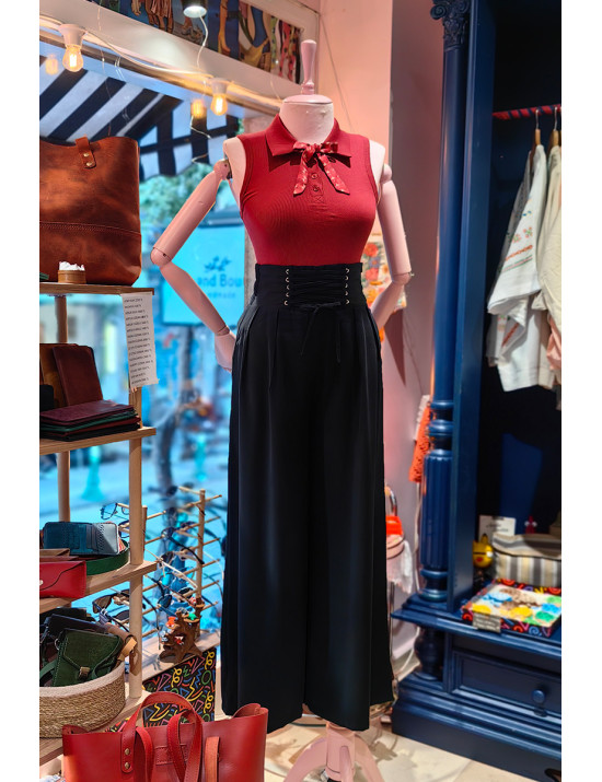 Bordo Polo Yaka Fitilli Triko Bluz | Şık ve Modern Tasarım - Craft and Boutique Handmade