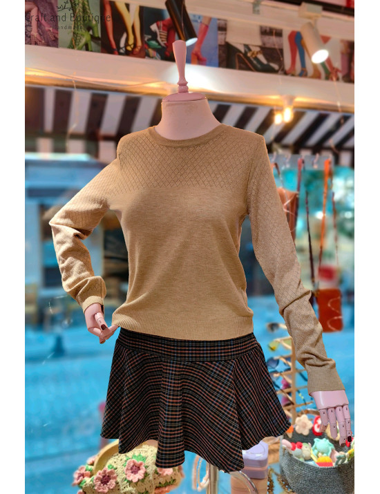 Krem Ajur Kadın Triko