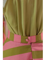 Pembe Yeşil Çizgili Retro Etek | Özel Dikim Tasarım Etek Modelleri - Craft and Boutique Handmade