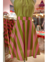 Pembe Yeşil Çizgili Retro Etek | Özel Dikim Tasarım Etek Modelleri - Craft and Boutique Handmade