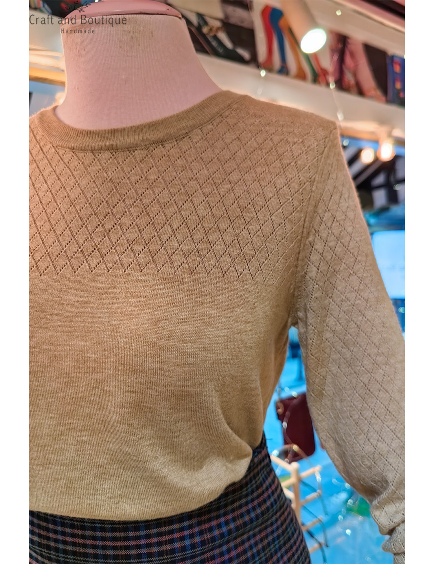 Krem Ajur Kadın Triko