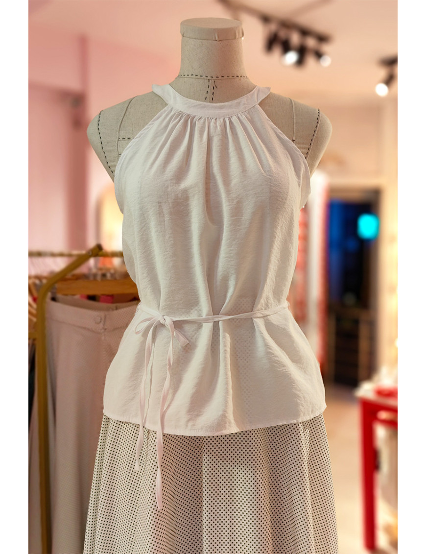 Beyaz Halter Yaka Kuşaklı Kadın Bluz Modelleri ve Fiyatları - Craft and Boutique Handmade
