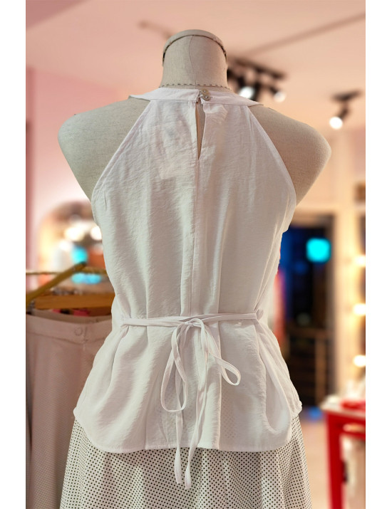 Beyaz Halter Yaka Kuşaklı Kadın Bluz Modelleri ve Fiyatları - Craft and Boutique Handmade