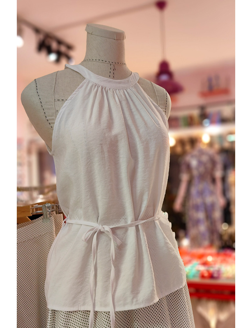 Beyaz Halter Yaka Kuşaklı Kadın Bluz Modelleri ve Fiyatları - Craft and Boutique Handmade