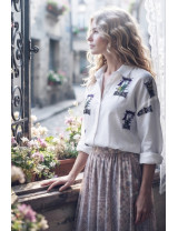 Mor Pencere Nakışlı Beyaz Kadın Gömlek Fiyatları | Kadın Gömlek Modelleri - Craft and Boutique Handmade