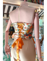 Garden Muse Çiçek Desenli Bağcıklı Korse Üst | Vintage ve Modern Şıklık - Craft and Boutique Handmade