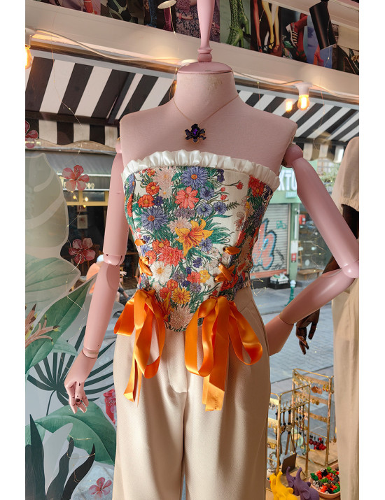 Garden Muse Çiçek Desenli Bağcıklı Korse Üst