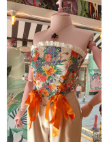Garden Muse Çiçek Desenli Bağcıklı Korse Üst | Vintage ve Modern Şıklık - Craft and Boutique Handmade