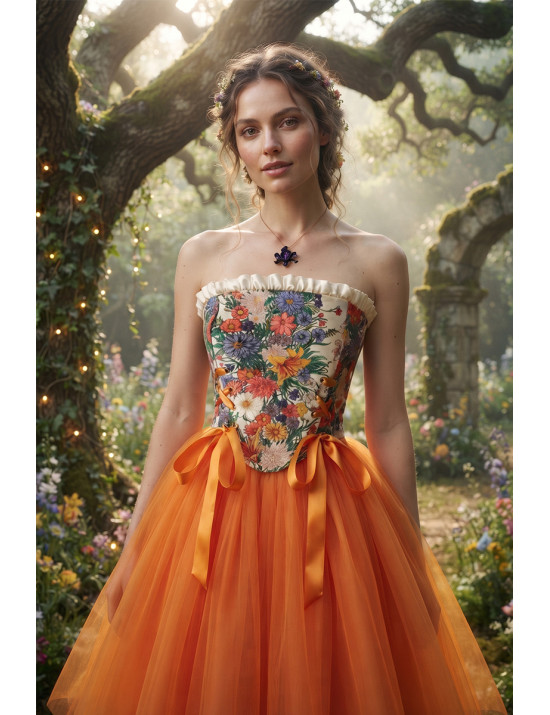 Garden Muse Çiçek Desenli Bağcıklı Korse Üst | Vintage ve Modern Şıklık - Craft and Boutique Handmade