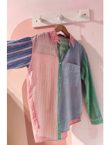 Pastel Blok Çizgili Oversize Kadın Gömlek | Trend Giyim Modelleri