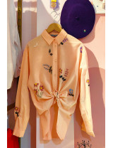 Çiçek Nakışlı Şeftali Keten Gömlek Modelleri ve Fiyatları | Craft and Boutique Handmade