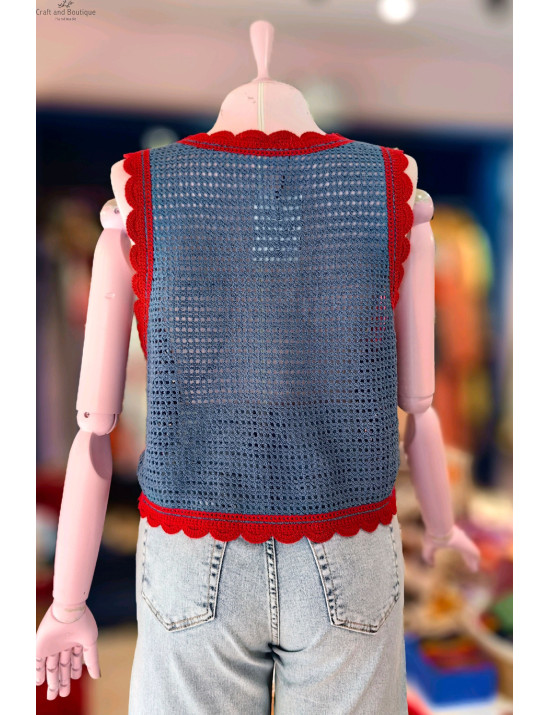 El Yapımı Çilek Desenli Örgü Süveter | Yazlık Kadın Süveter Modelleri