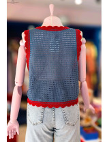 El Yapımı Çilek Desenli Örgü Süveter | Yazlık Kadın Süveter Modelleri