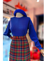 Elektrik Mavisi Kazak & Renkli Etek Kombini | Kadın Şık Kombin Modelleri