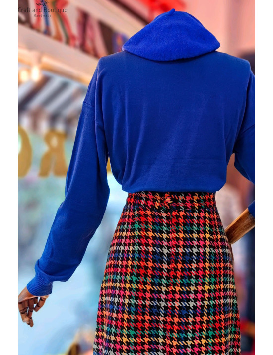 Elektrik Mavisi Kazak & Renkli Etek Kombini | Kadın Şık Kombin Modelleri