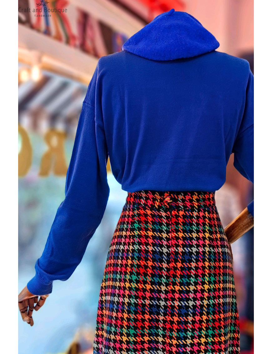 Elektrik Mavisi Kazak & Renkli Etek Kombini | Kadın Şık Kombin Modelleri