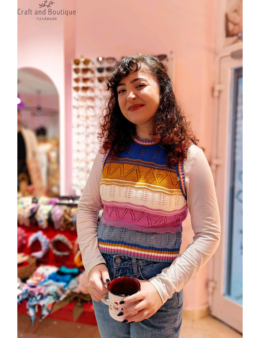 Renkli Çizgili Örgü Süveter | El Yapımı Vintage Süveter Modelleri