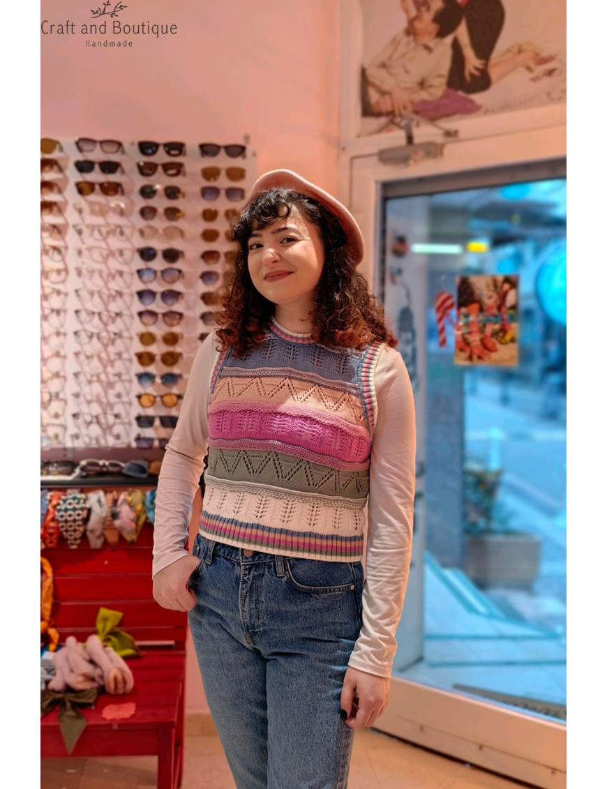 Renkli Çizgili Örgü Süveter | El Yapımı Vintage Süveter Modelleri