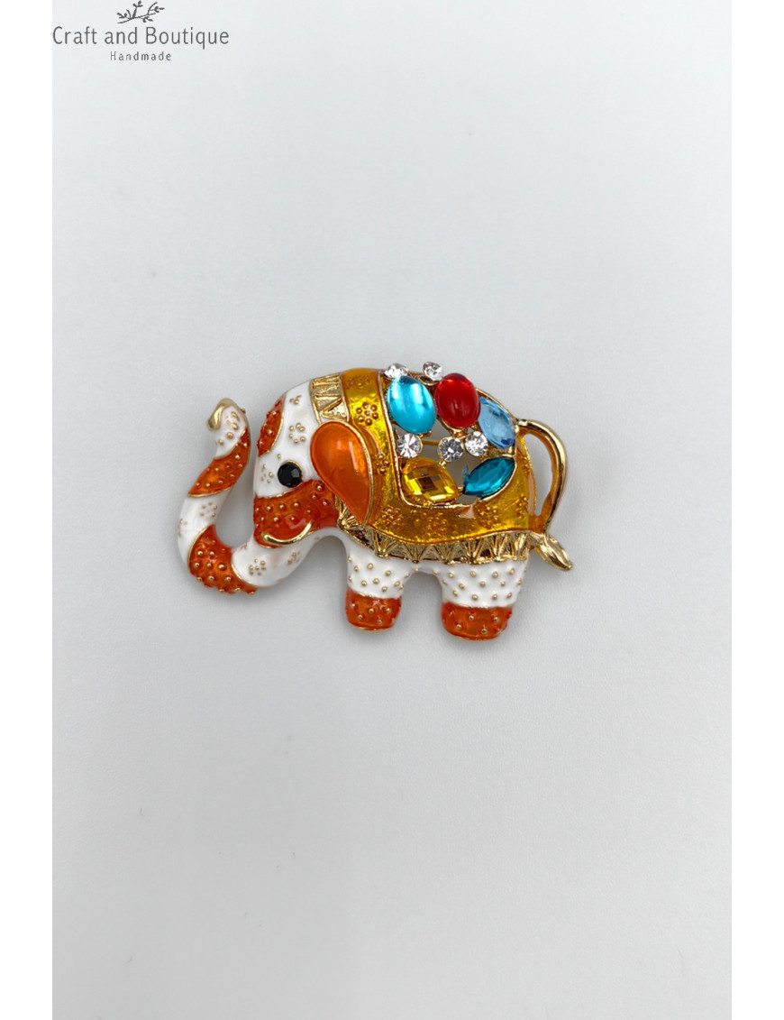 Şans Getiren Renkli Taşlı Fil Broş Modelleri | Mineli Hayvan Figürlü Broş Satın Al
