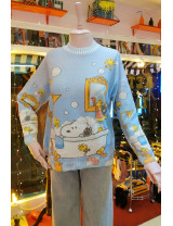 Banyo Desenli Mavi Triko Kazak | Karakterli Örme Kazak