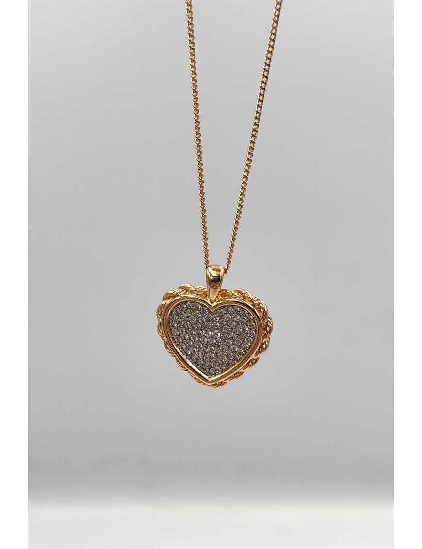 Pave Zirkon Taşlı Kalp Kolye | Gold Kaplama Romantik Takı