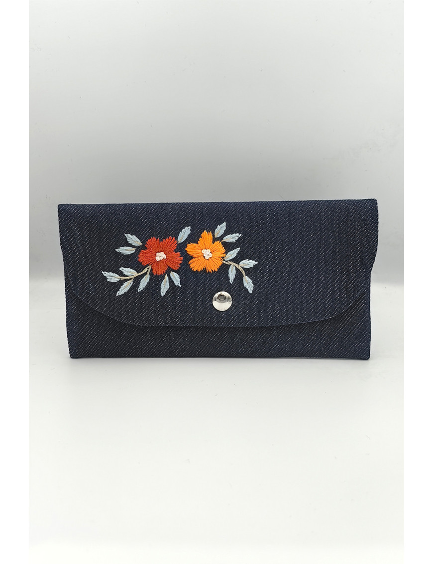 El Yapımı Denim Cüzdan | Nakışlı Kot Kartlık